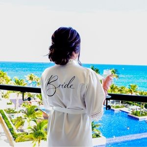 Bridal Satin Robe White